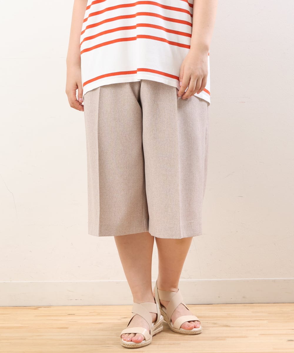 OLLHS40100 eur3(エウルキューブ) 【大きいサイズ】リネンライクキュロットパンツ ベージュ(82)