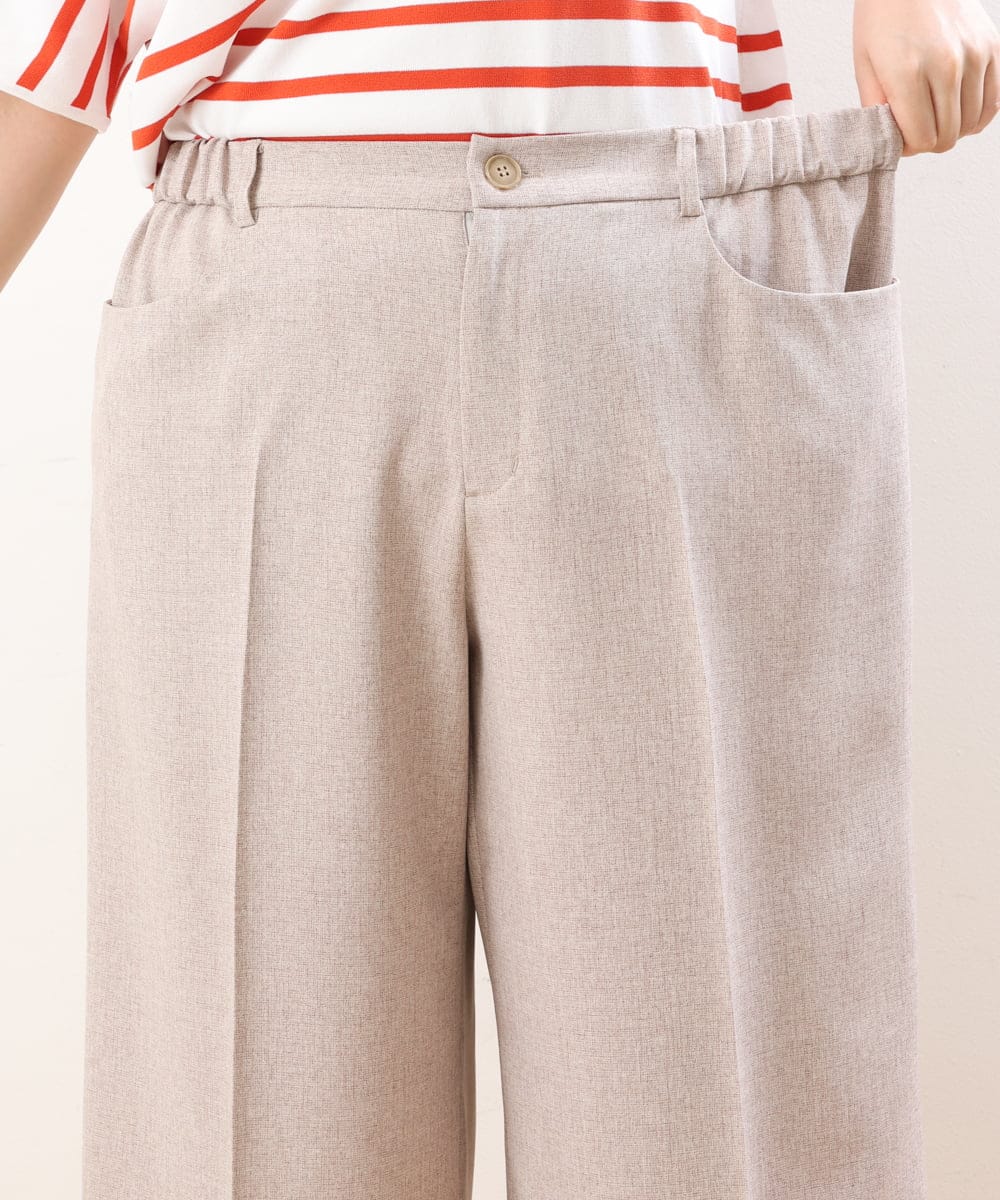 OLLHS40100 eur3(エウルキューブ) 【大きいサイズ】リネンライクキュロットパンツ ベージュ(82)