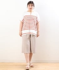 OLLHS40100 eur3(エウルキューブ) 【大きいサイズ】リネンライクキュロットパンツ ベージュ(82)