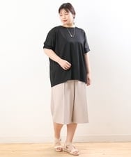 OLLHS40100 eur3(エウルキューブ) 【大きいサイズ】リネンライクキュロットパンツ ベージュ(82)