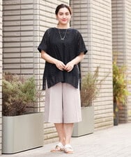 OLLHS40100 eur3(エウルキューブ) 【大きいサイズ】リネンライクキュロットパンツ ベージュ(82)
