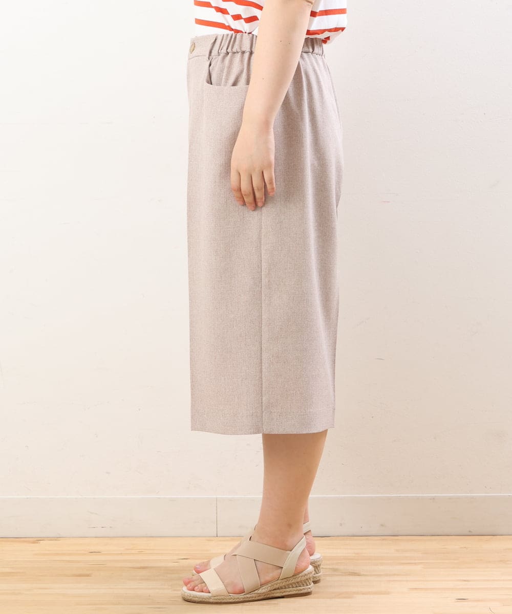 OLLHS40100 eur3(エウルキューブ) 【大きいサイズ】リネンライクキュロットパンツ ベージュ(82)