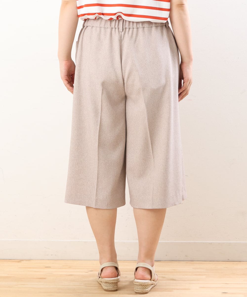 OLLHS40100 eur3(エウルキューブ) 【大きいサイズ】リネンライクキュロットパンツ ベージュ(82)