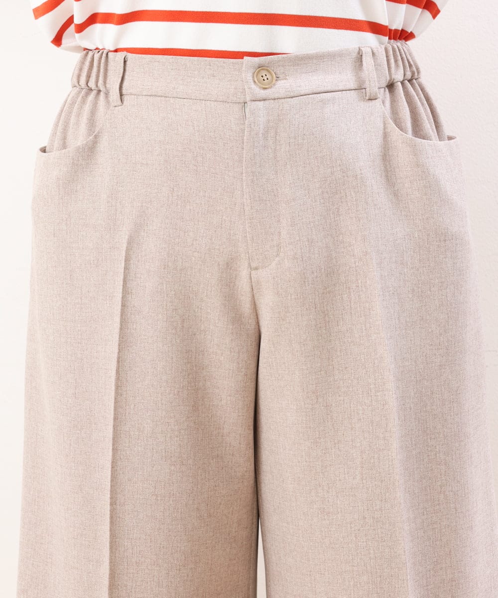 OLLHS40100 eur3(エウルキューブ) 【大きいサイズ】リネンライクキュロットパンツ ベージュ(82)