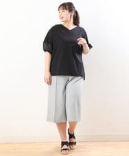 OLLHS40100 eur3(エウルキューブ) 【大きいサイズ】リネンライクキュロットパンツ グレー(92)