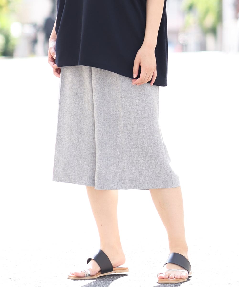 OLLHS40100 eur3(エウルキューブ) 【大きいサイズ】リネンライクキュロットパンツ グレー(92)