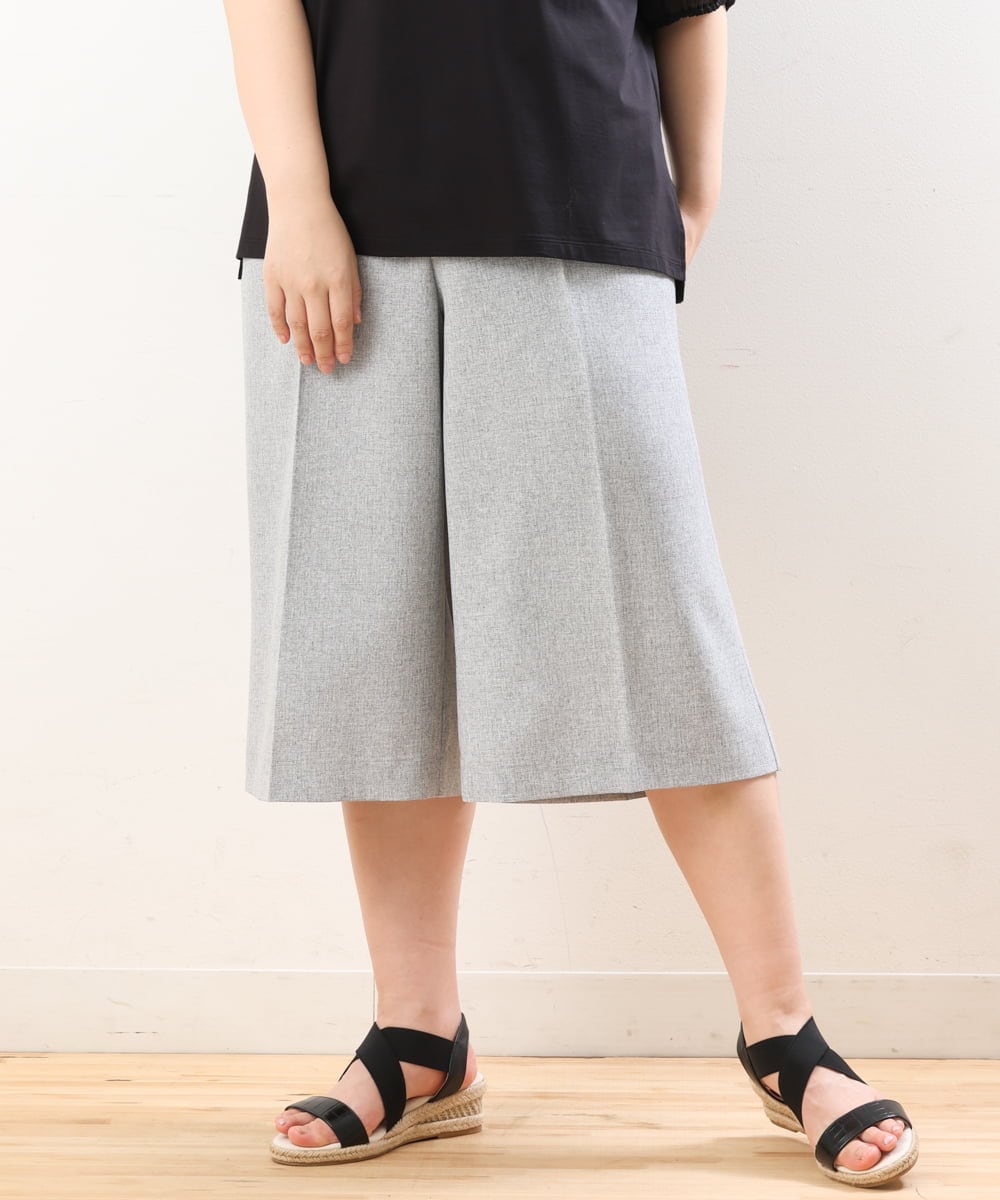 OLLHS40100 eur3(エウルキューブ) 【大きいサイズ】リネンライクキュロットパンツ グレー(92)