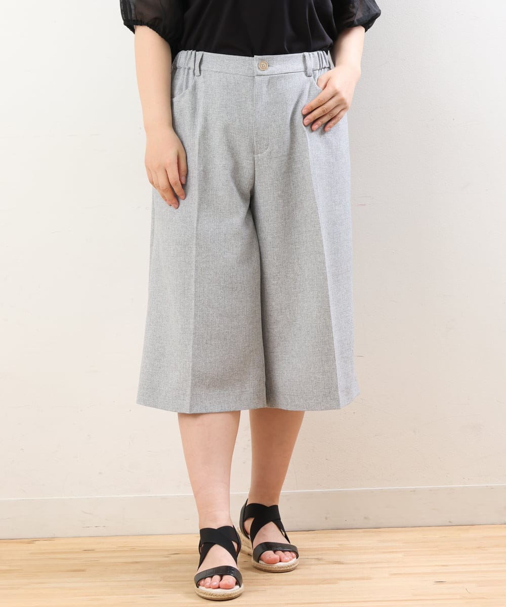 OLLHS40100 eur3(エウルキューブ) 【大きいサイズ】リネンライクキュロットパンツ グレー(92)