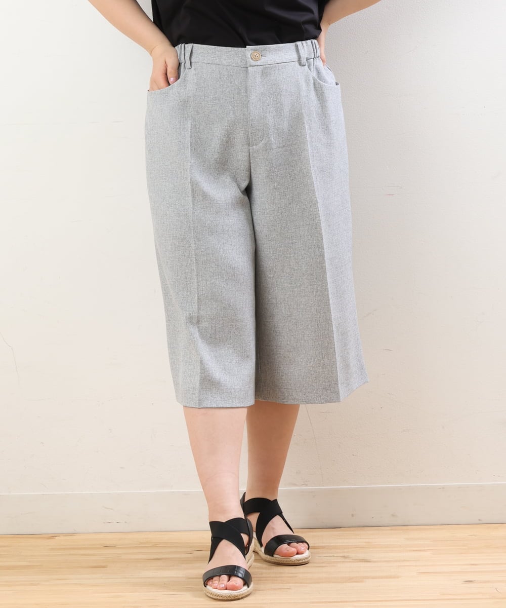 OLLHS40100 eur3(エウルキューブ) 【大きいサイズ】リネンライクキュロットパンツ グレー(92)