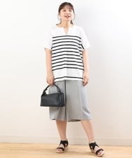 OLLHS40100 eur3(エウルキューブ) 【大きいサイズ】リネンライクキュロットパンツ グレー(92)