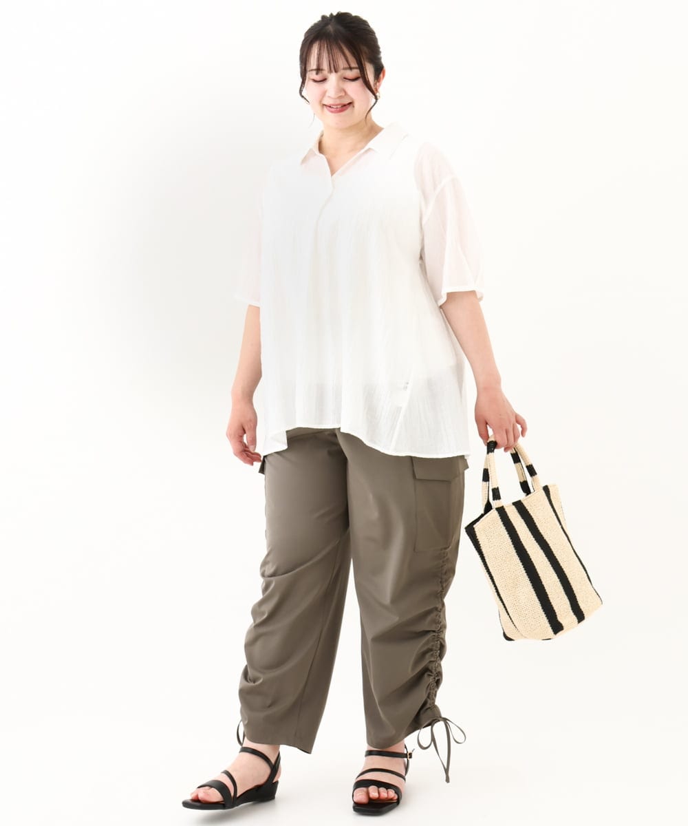 OLLHV30119 eur3(エウルキューブ) 【大きいサイズ】カーゴパンツ カーキ(36)
