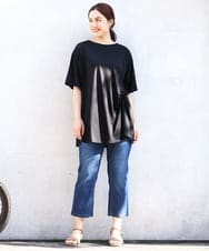 OLLHV31089 eur3(エウルキューブ) 【大きいサイズ/接触冷感】カットレングスストレッチデニム ブルー(55)