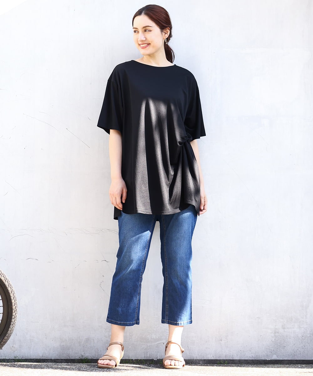 OLLHV31089 eur3(エウルキューブ) 【大きいサイズ/接触冷感】カットレングスストレッチデニム ブルー(55)