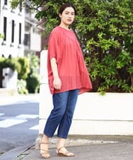 OLLHV31089 eur3(エウルキューブ) 【大きいサイズ/接触冷感】カットレングスストレッチデニム ブルー(55)