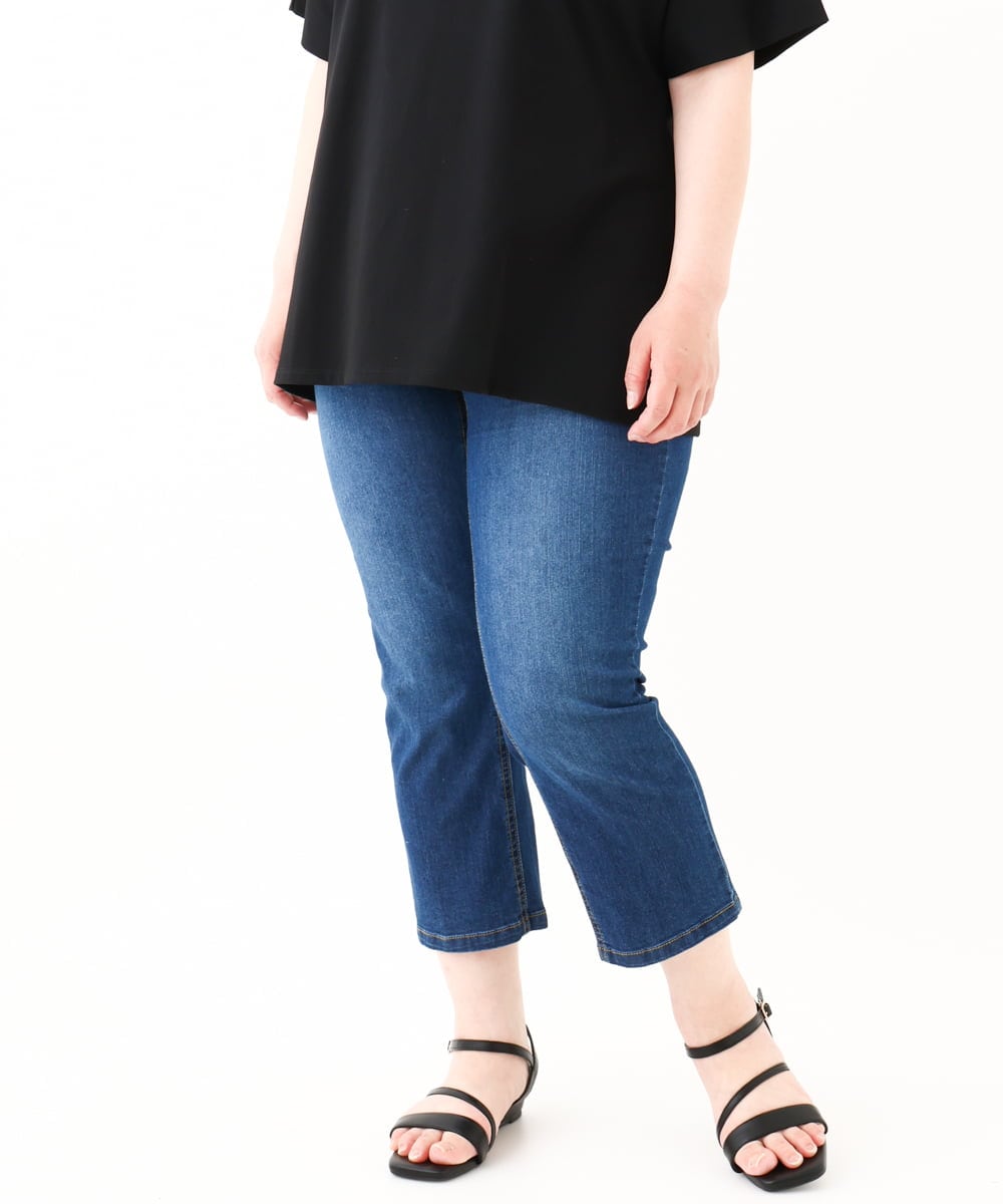OLLHV31089 eur3(エウルキューブ) 【大きいサイズ/接触冷感】カットレングスストレッチデニム ブルー(55)