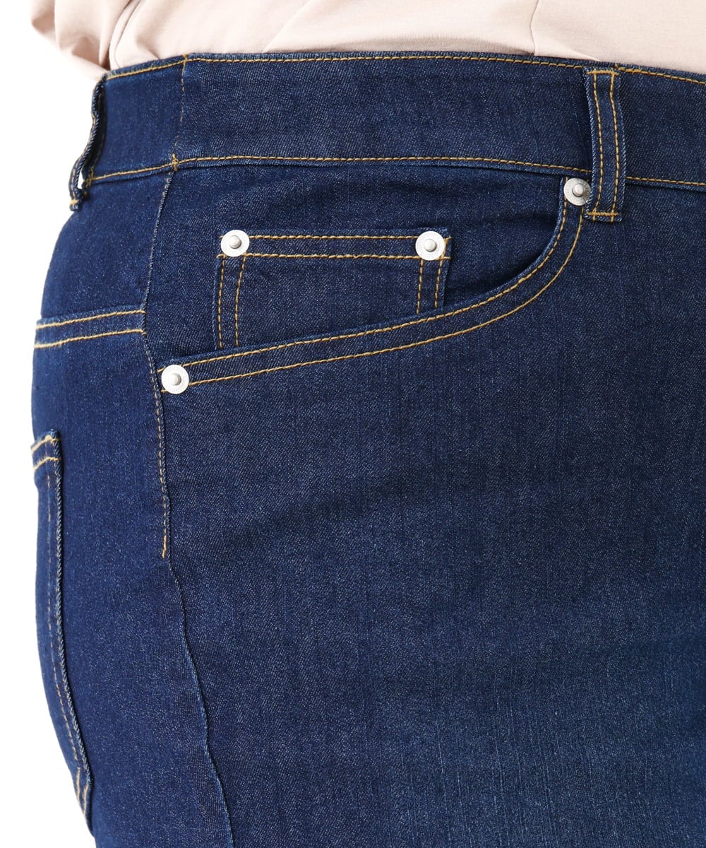 OLLHV31089 eur3(エウルキューブ) 【大きいサイズ/接触冷感】カットレングスストレッチデニム ネイビー(57)