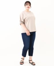 OLLHV31089 eur3(エウルキューブ) 【大きいサイズ/接触冷感】カットレングスストレッチデニム ネイビー(57)