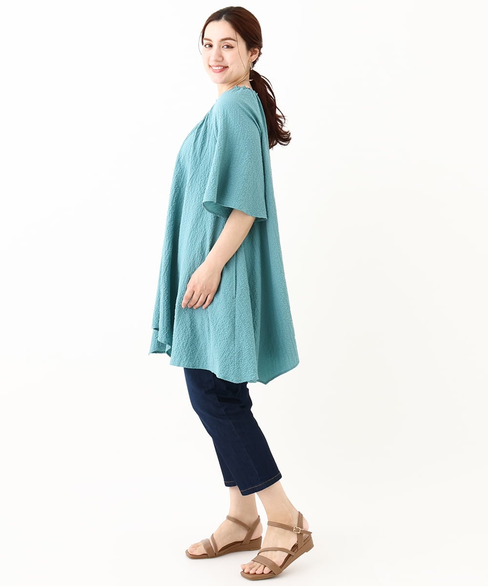 OLLHV31089 eur3(エウルキューブ) 【大きいサイズ/接触冷感】カットレングスストレッチデニム ネイビー(57)