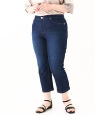 OLLHV31089 eur3(エウルキューブ) 【大きいサイズ/接触冷感】カットレングスストレッチデニム ネイビー(57)