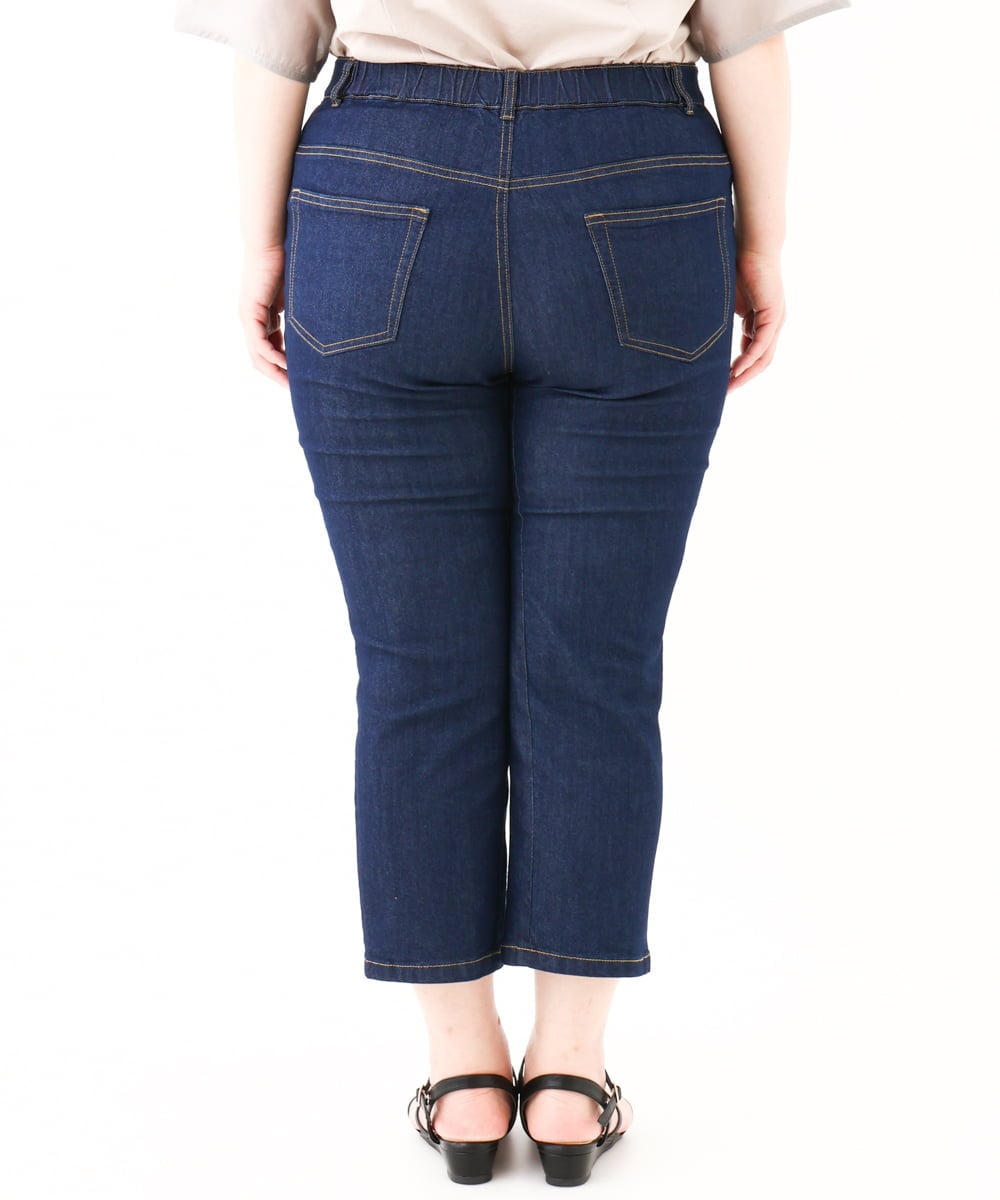 OLLHV31089 eur3(エウルキューブ) 【大きいサイズ/接触冷感】カットレングスストレッチデニム ネイビー(57)