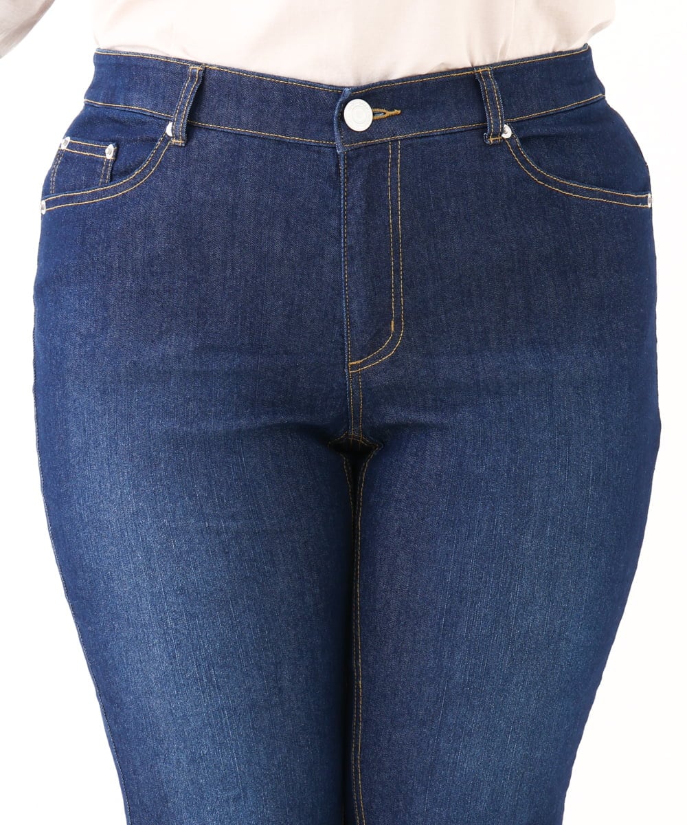 OLLHV31089 eur3(エウルキューブ) 【大きいサイズ/接触冷感】カットレングスストレッチデニム ネイビー(57)