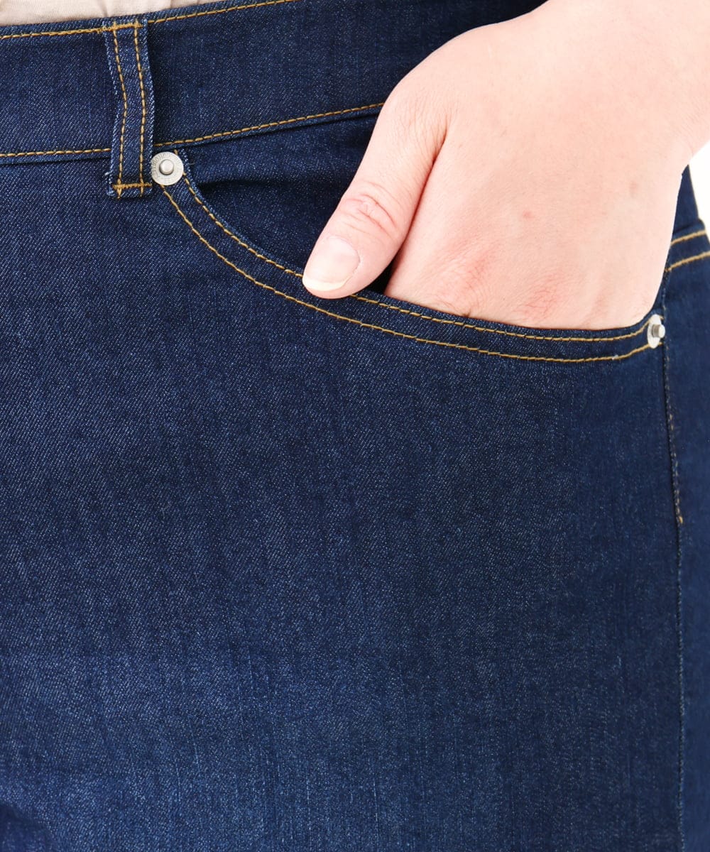 OLLHV31089 eur3(エウルキューブ) 【大きいサイズ/接触冷感】カットレングスストレッチデニム ネイビー(57)
