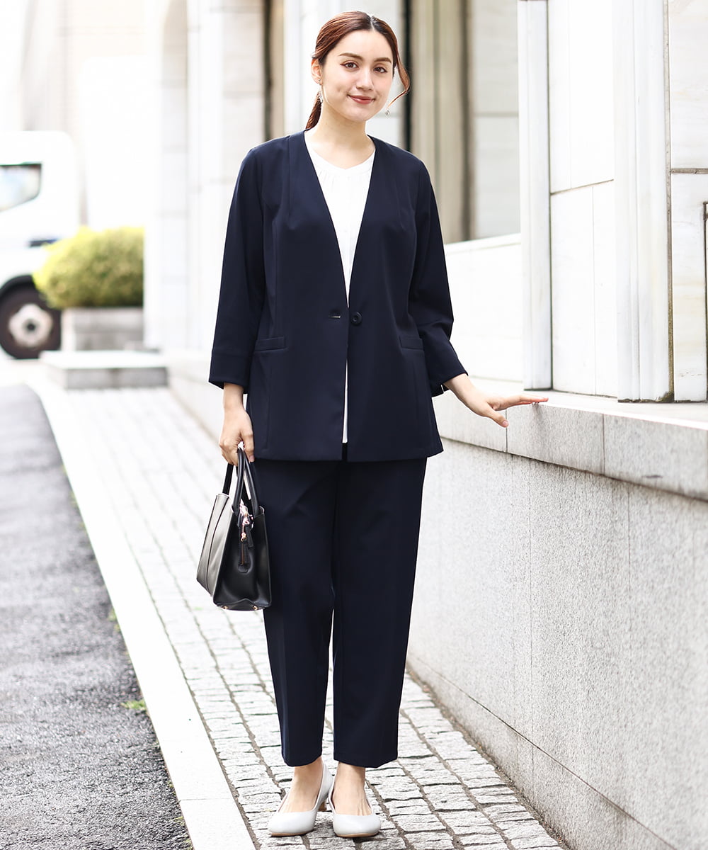 OLLHV32139 eur3(エウルキューブ) 【大きいサイズ/セットアップ対応】接触冷感カノコパンツ ネイビー(57)