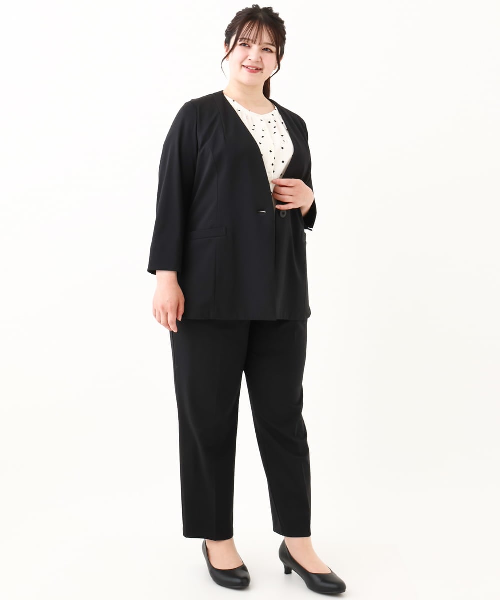 OLLHV32139 eur3(エウルキューブ) 【大きいサイズ/セットアップ対応】接触冷感カノコパンツ ブラック(94)