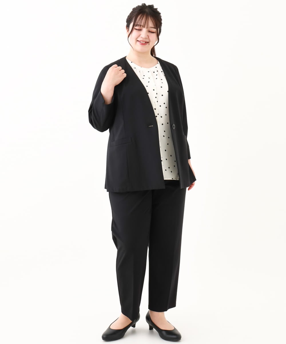 OLLHV32139 eur3(エウルキューブ) 【大きいサイズ/セットアップ対応】接触冷感カノコパンツ ブラック(94)