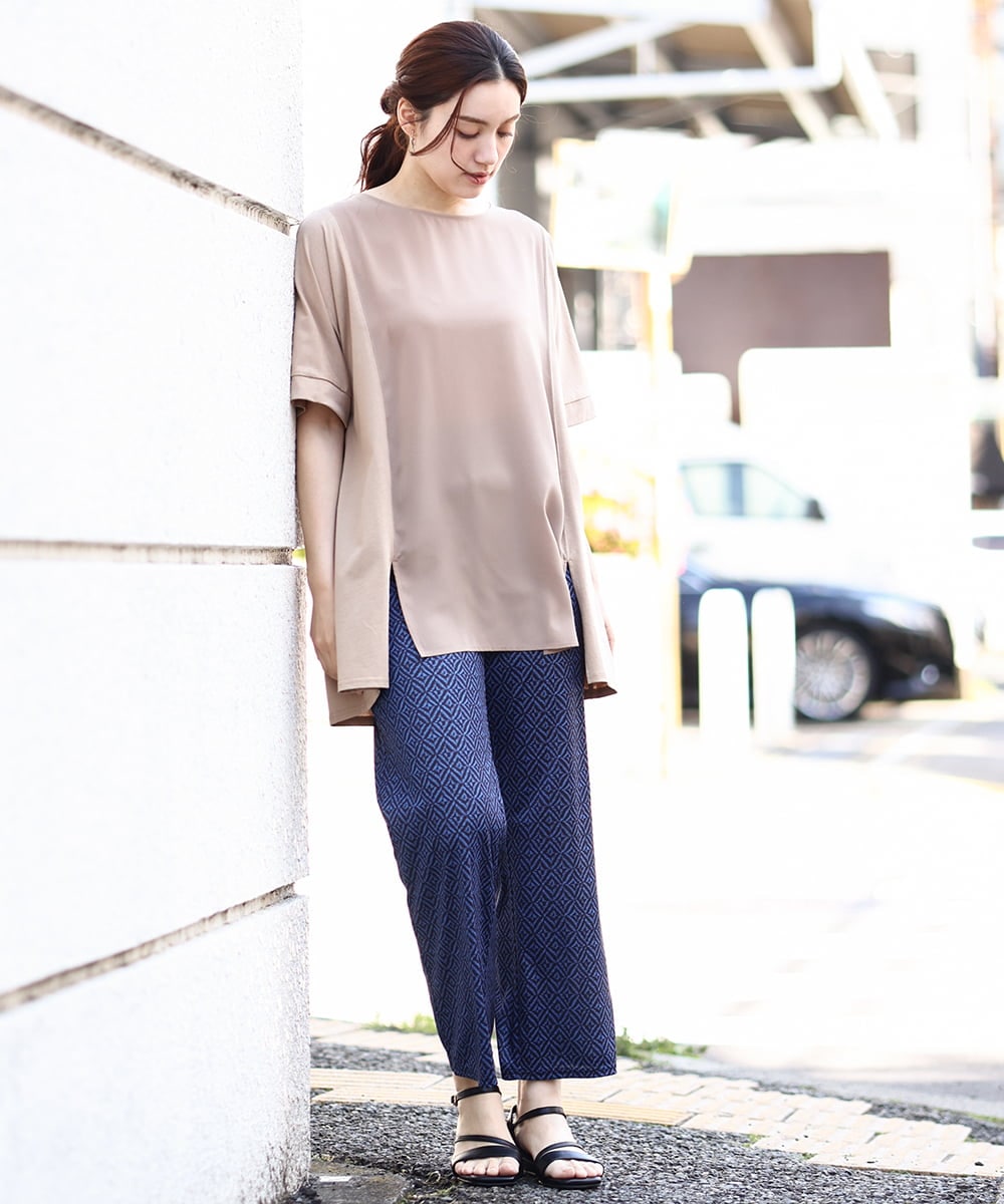 OLLHV33119 eur3(エウルキューブ) 【大きいサイズ】ジャージープリントパンツ ブルー(55)
