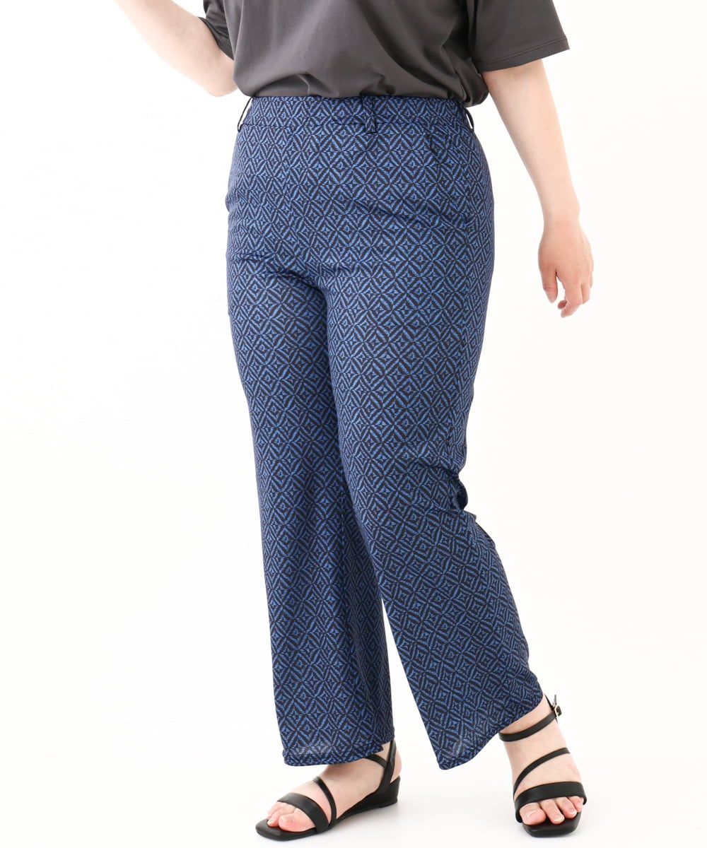 OLLHV33119 eur3(エウルキューブ) 【大きいサイズ】ジャージープリントパンツ ブルー(55)