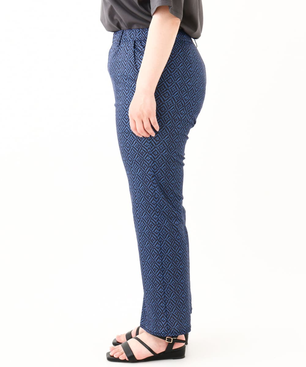 OLLHV33119 eur3(エウルキューブ) 【大きいサイズ】ジャージープリントパンツ ブルー(55)