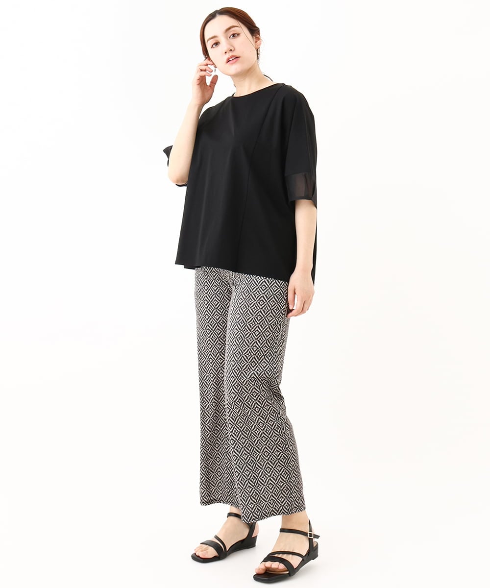 OLLHV33119 eur3(エウルキューブ) 【大きいサイズ】ジャージープリントパンツ ブラック(94)