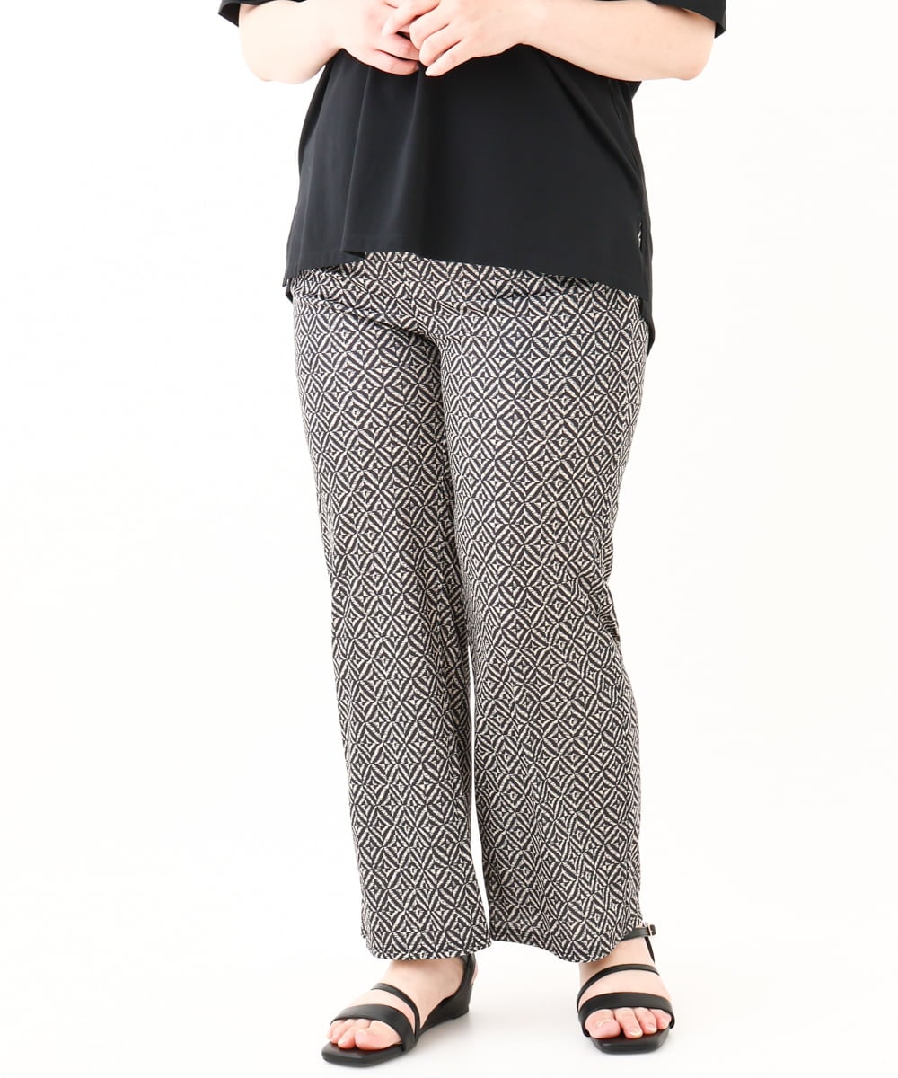 OLLHV33119 eur3(エウルキューブ) 【大きいサイズ】ジャージープリントパンツ ブラック(94)