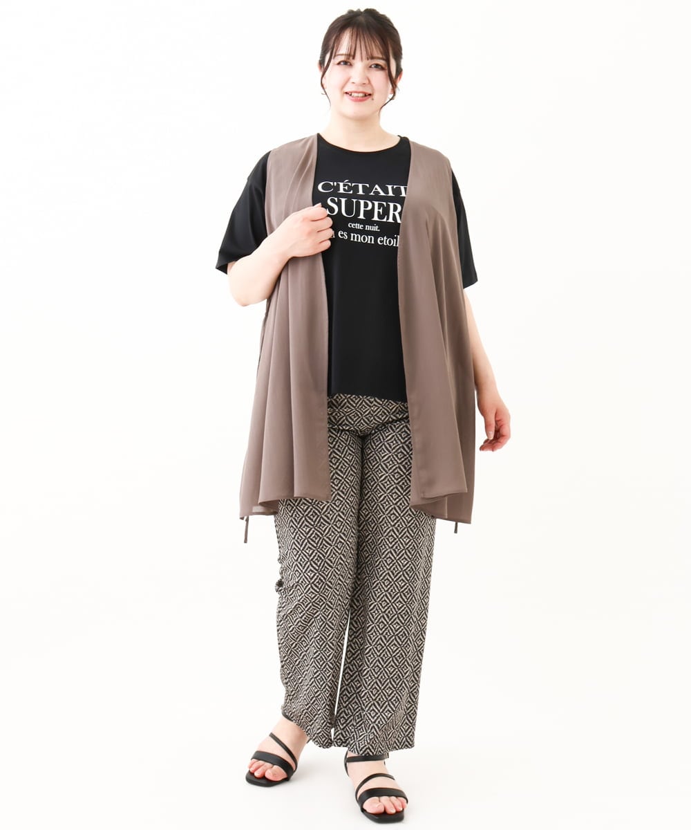 OLLHV33119 eur3(エウルキューブ) 【大きいサイズ】ジャージープリントパンツ ブラック(94)