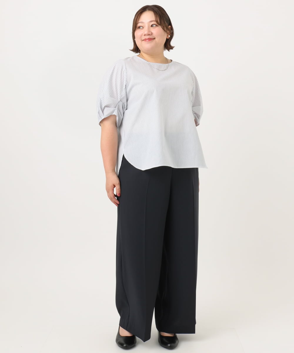 OLLIA18119 eur3(エウルキューブ) 【WEB先行販売】【大きいサイズ/接触冷感】カノコセンタープレスパンツ ネイビー(57)