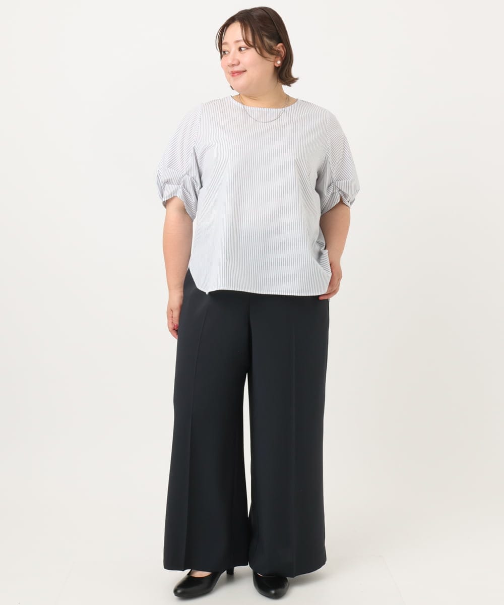 OLLIA18119 eur3(エウルキューブ) 【WEB先行販売】【大きいサイズ/接触冷感】カノコセンタープレスパンツ ネイビー(57)