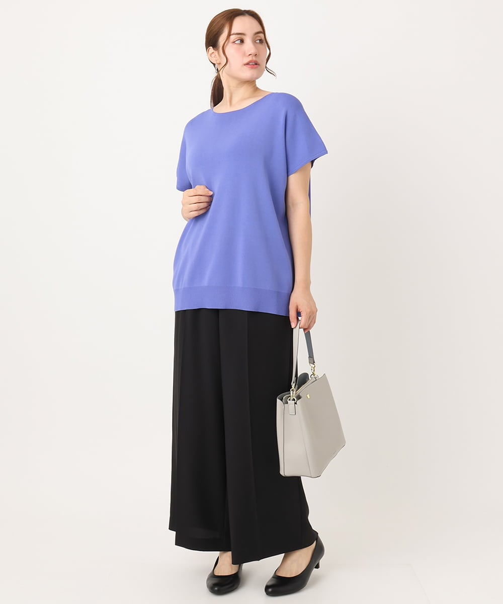 OLLIA18119 eur3(エウルキューブ) 【WEB先行販売】【大きいサイズ/接触冷感】カノコセンタープレスパンツ ネイビー(57)