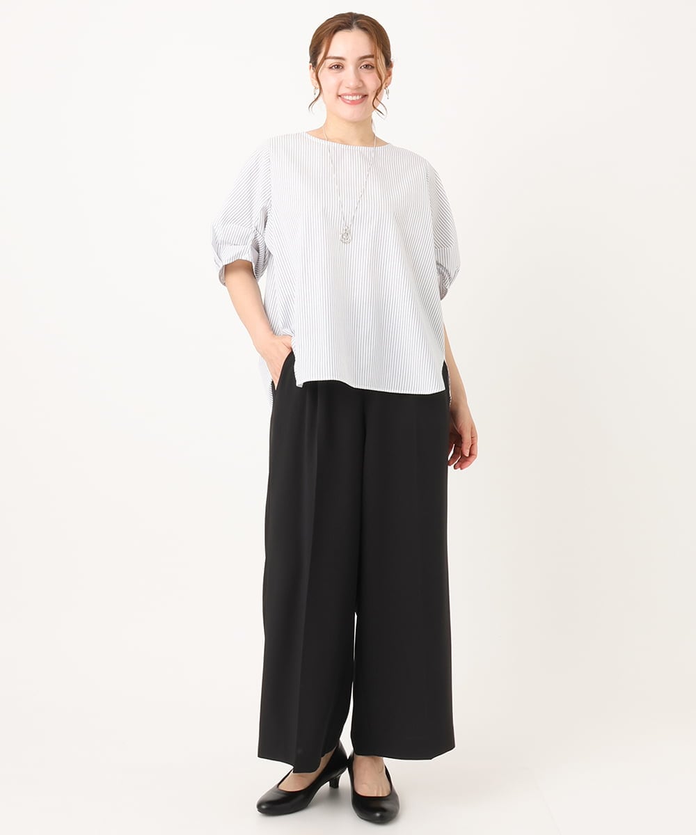 OLLIA18119 eur3(エウルキューブ) 【WEB先行販売】【大きいサイズ/接触冷感】カノコセンタープレスパンツ ネイビー(57)