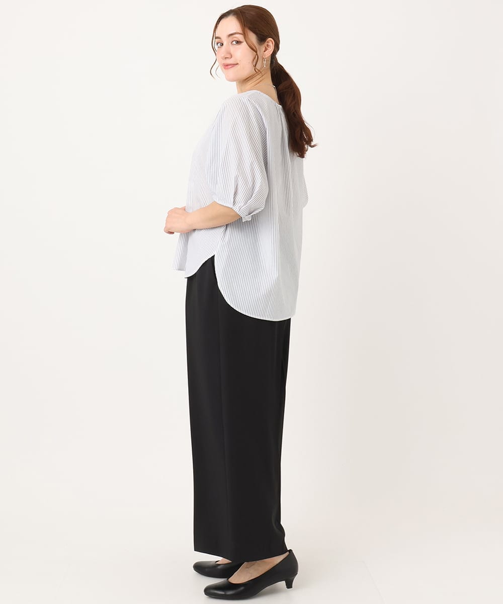 OLLIA18119 eur3(エウルキューブ) 【WEB先行販売】【大きいサイズ/接触冷感】カノコセンタープレスパンツ ネイビー(57)