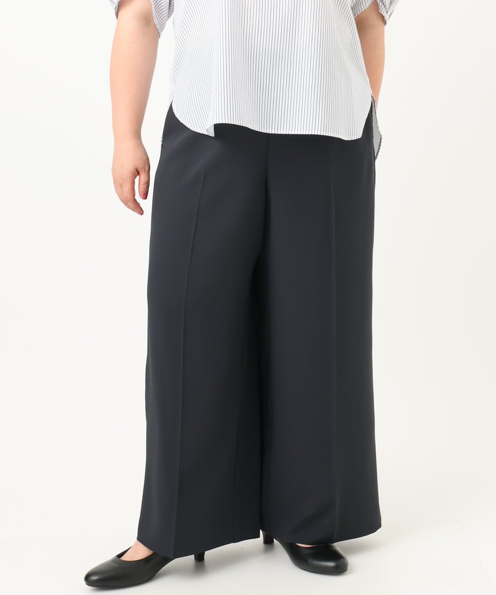 OLLIA18119 eur3(エウルキューブ) 【WEB先行販売】【大きいサイズ/接触冷感】カノコセンタープレスパンツ ネイビー(57)