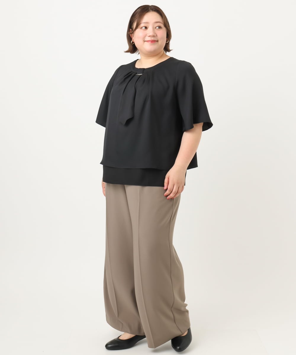 OLLIA18119 eur3(エウルキューブ) 【WEB先行販売】【大きいサイズ/接触冷感】カノコセンタープレスパンツ モカ(84)