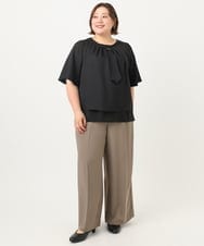 OLLIA18119 eur3(エウルキューブ) 【WEB先行販売】【大きいサイズ/接触冷感】カノコセンタープレスパンツ モカ(84)