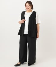 OLLIA18119 eur3(エウルキューブ) 【WEB先行販売】【大きいサイズ/接触冷感】カノコセンタープレスパンツ ブラック(94)