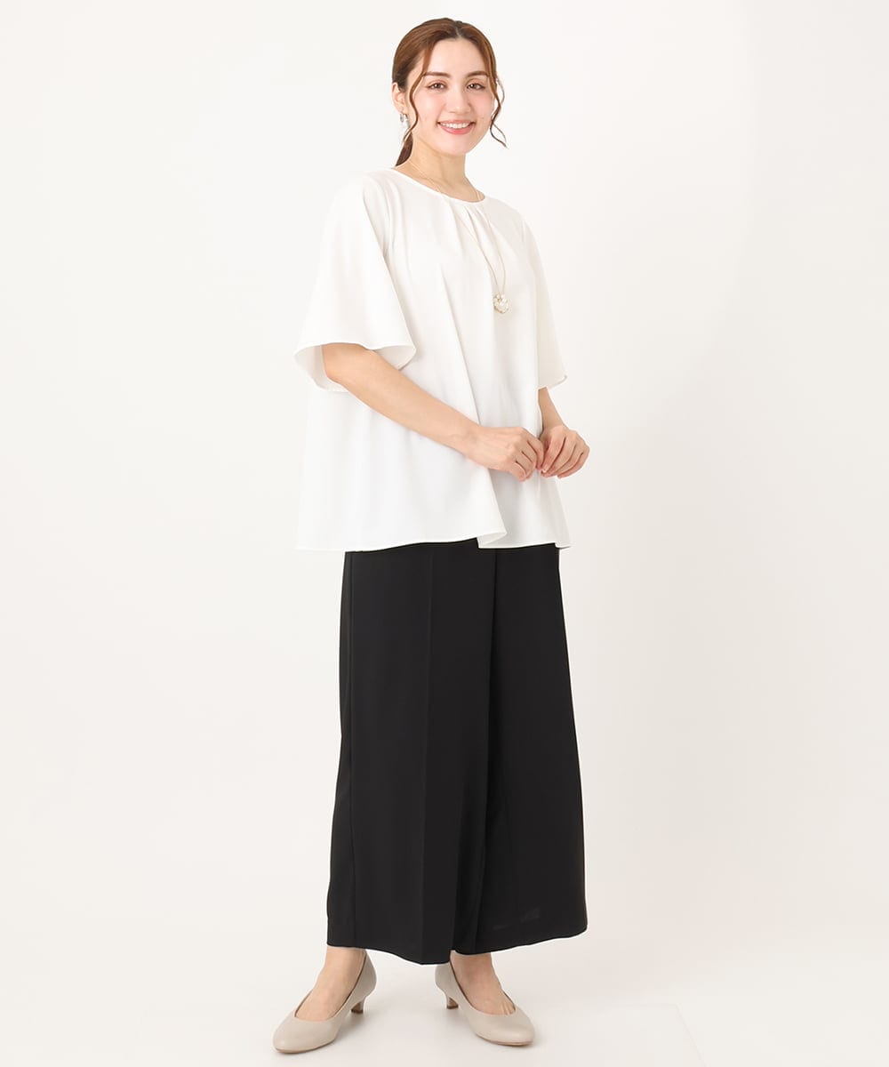 OLLIA18119 eur3(エウルキューブ) 【WEB先行販売】【大きいサイズ/接触冷感】カノコセンタープレスパンツ ブラック(94)