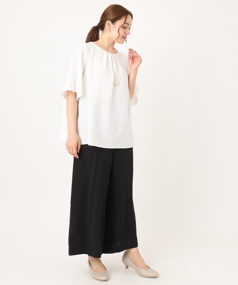OLLIA18119 eur3(エウルキューブ) 【WEB先行販売】【大きいサイズ/接触冷感】カノコセンタープレスパンツ ブラック(94)