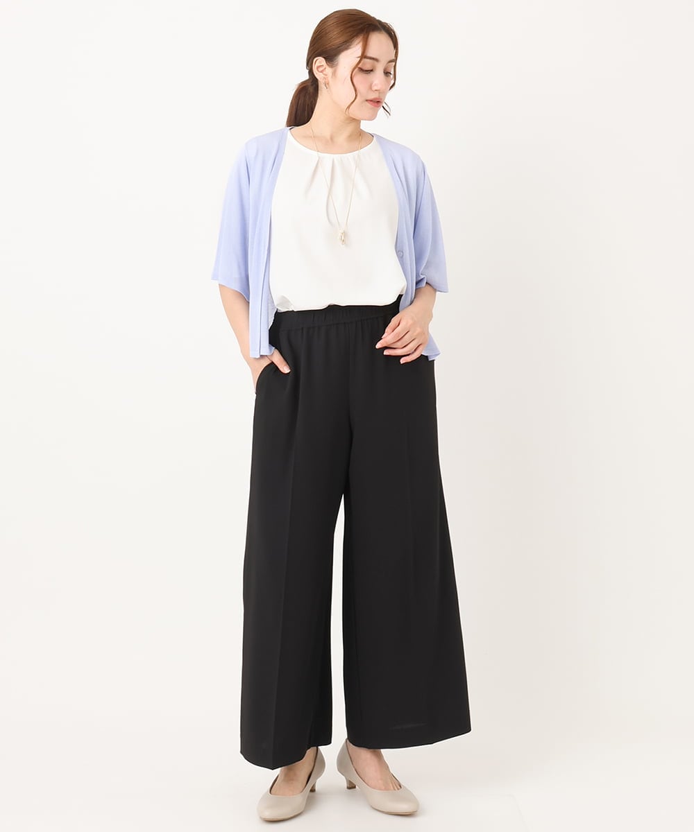 OLLIA18119 eur3(エウルキューブ) 【WEB先行販売】【大きいサイズ/接触冷感】カノコセンタープレスパンツ ブラック(94)