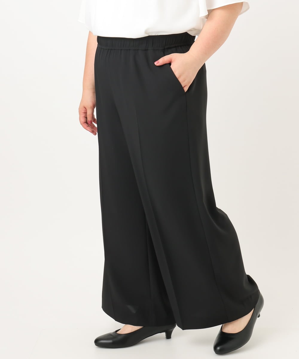 OLLIA18119 eur3(エウルキューブ) 【WEB先行販売】【大きいサイズ/接触冷感】カノコセンタープレスパンツ ブラック(94)