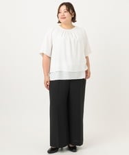 OLLIA18119 eur3(エウルキューブ) 【WEB先行販売】【大きいサイズ/接触冷感】カノコセンタープレスパンツ ブラック(94)
