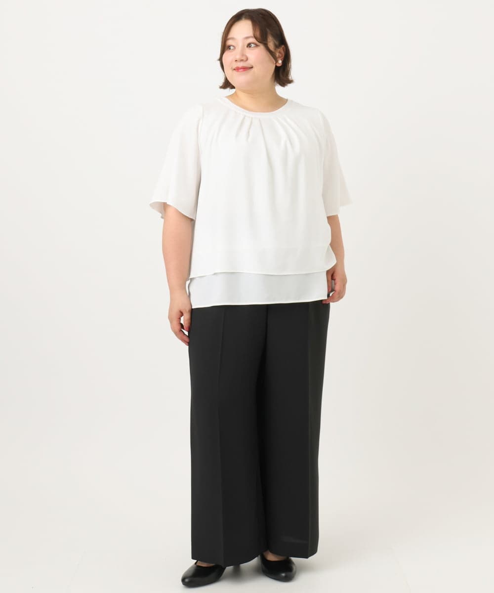 OLLIA18119 eur3(エウルキューブ) 【WEB先行販売】【大きいサイズ/接触冷感】カノコセンタープレスパンツ ブラック(94)